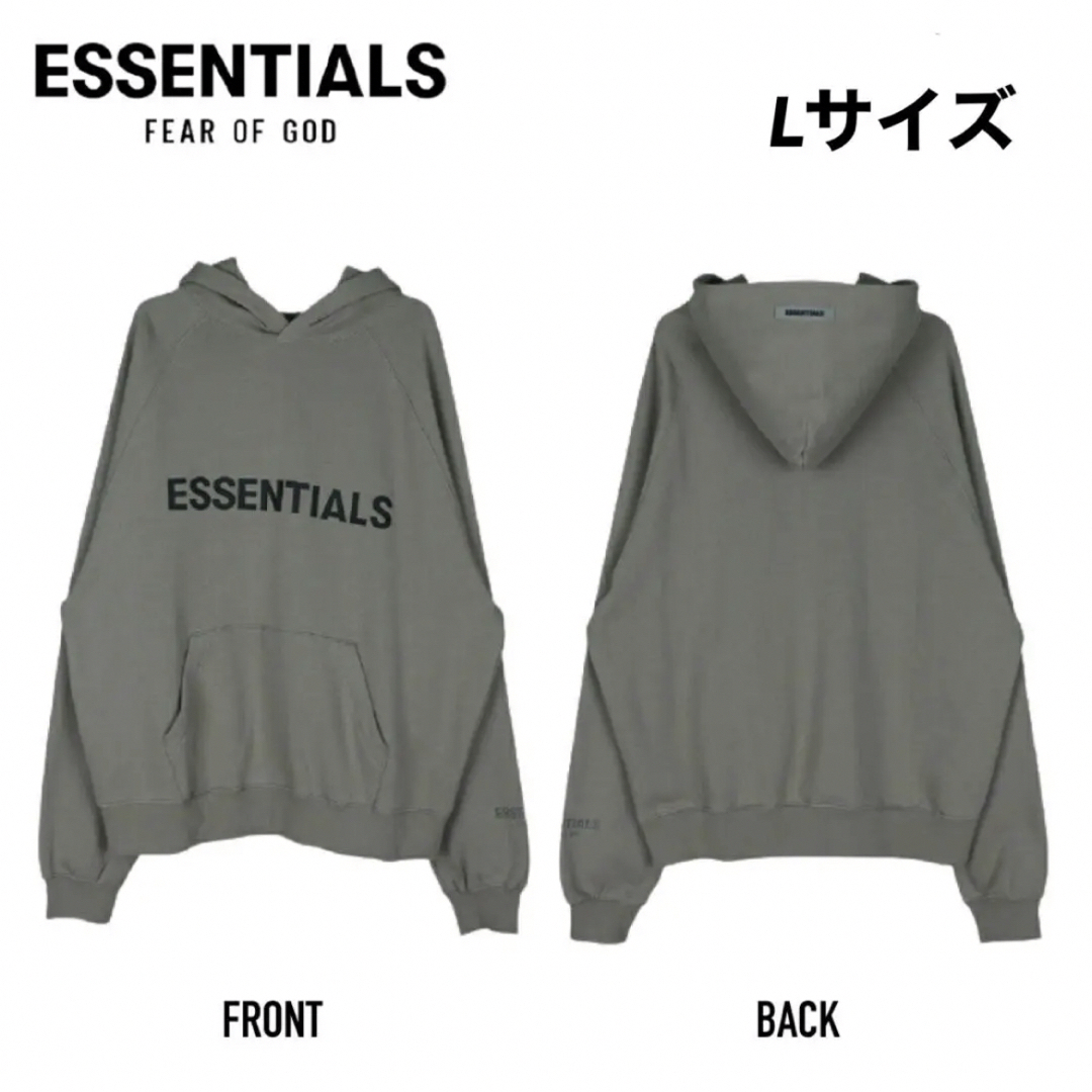 FEAR OF GOD(フィアオブゴッド)のFOGESSENTIALS 3Dシリコンプリント パーカー チャコール Lサイズ メンズのトップス(パーカー)の商品写真