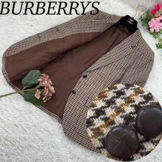 バーバリー(BURBERRY)のバーバリー レディース Mサイズ テーラードジャケット くるみボタン 千鳥柄(テーラードジャケット)