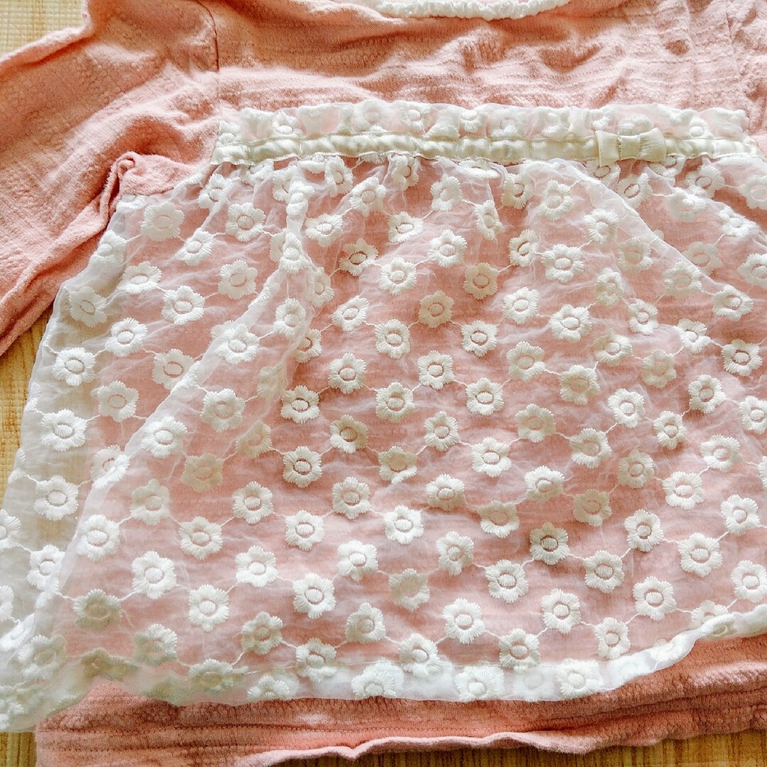 キムラタン(キムラタン)のキムラタン レース 花柄 長袖カットソー ピンク 95 キッズ/ベビー/マタニティのキッズ服女の子用(90cm~)(Tシャツ/カットソー)の商品写真