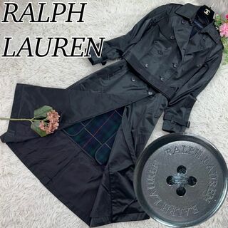 Ralph Lauren - ラルフローレン レディース トレンチコート ブラック ロゴボタン Mサイズ