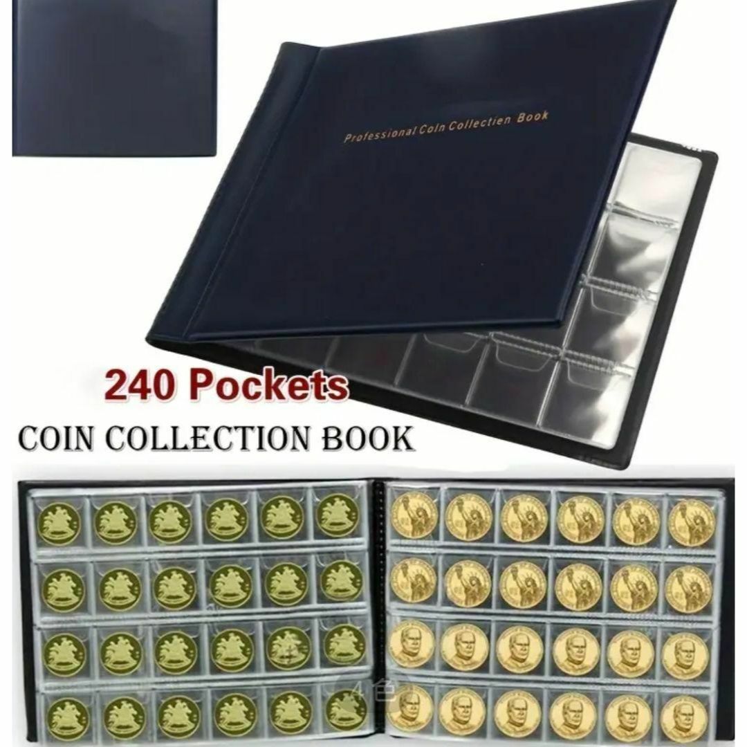 コインコレクションブック(ブルー) 240ポケット10ページ エンタメ/ホビーのコレクション(ノベルティグッズ)の商品写真