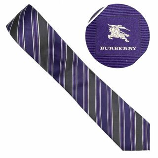 バーバリー(BURBERRY)のBurberry バーバリー ネクタイ ストライプ　パープル　シルク　チェック(ネクタイ)