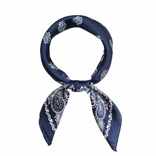 【色: ブルー花模様】[GOISU] スカーフ レディース スカーフリング付き (その他)