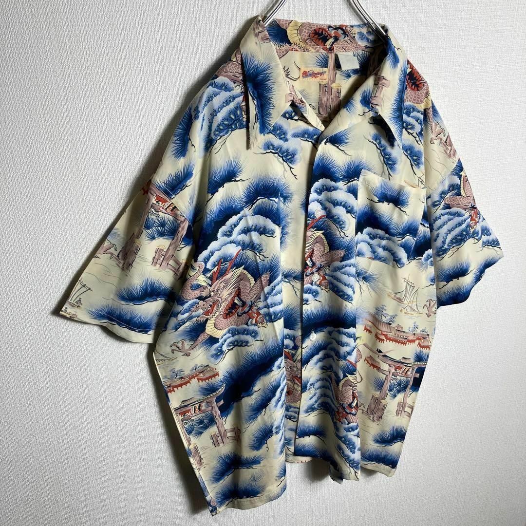 Sun Surf(サンサーフ)の【美品】サンサーフ　開襟　アロハ　半袖シャツ　龍　ドラゴン　鳥居　人気デザイン メンズのトップス(シャツ)の商品写真