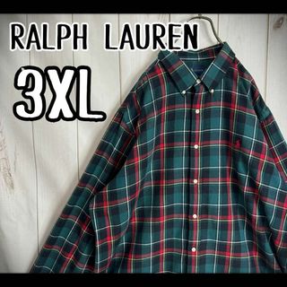 ラルフローレン(Ralph Lauren)の【希少デザイン】　ラルフローレン　長袖BDシャツ　ネルシャツ　フランネル　3XL(Tシャツ/カットソー(七分/長袖))