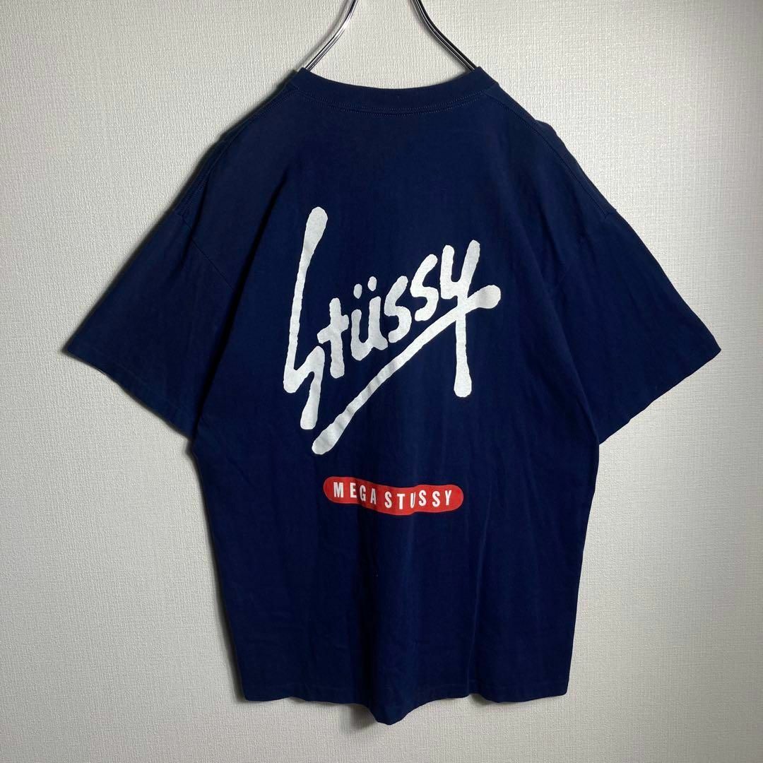 STUSSY(ステューシー)の【希少XLサイズ】ステューシ　ビッグロゴ入りTシャツ　紺タグ　ストリート メンズのトップス(Tシャツ/カットソー(半袖/袖なし))の商品写真