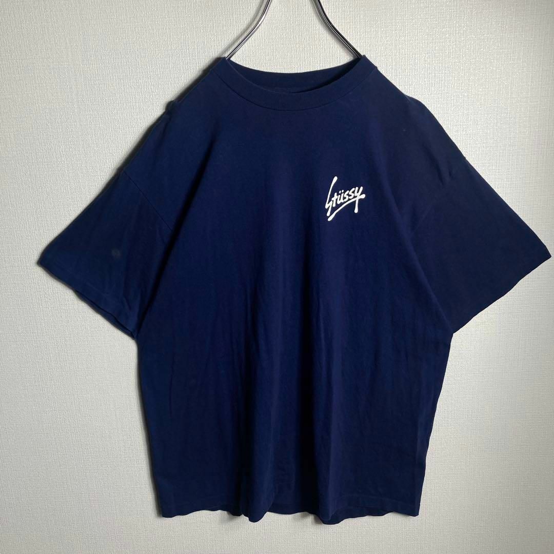 STUSSY(ステューシー)の【希少XLサイズ】ステューシ　ビッグロゴ入りTシャツ　紺タグ　ストリート メンズのトップス(Tシャツ/カットソー(半袖/袖なし))の商品写真