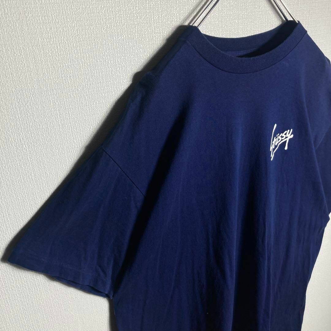 STUSSY(ステューシー)の【希少XLサイズ】ステューシ　ビッグロゴ入りTシャツ　紺タグ　ストリート メンズのトップス(Tシャツ/カットソー(半袖/袖なし))の商品写真