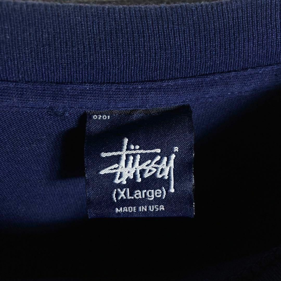 STUSSY(ステューシー)の【希少XLサイズ】ステューシ　ビッグロゴ入りTシャツ　紺タグ　ストリート メンズのトップス(Tシャツ/カットソー(半袖/袖なし))の商品写真