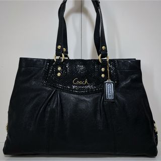 コーチ(COACH)の☆美品☆送料無料☆COACHコーチレザートートバッグ☆ブラック☆(トートバッグ)