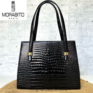 モラビト(MORABITO)の【美品】MORABITO シャイニングクロコダイル 黒 ゴールド金具ハンドバッグ(ハンドバッグ)