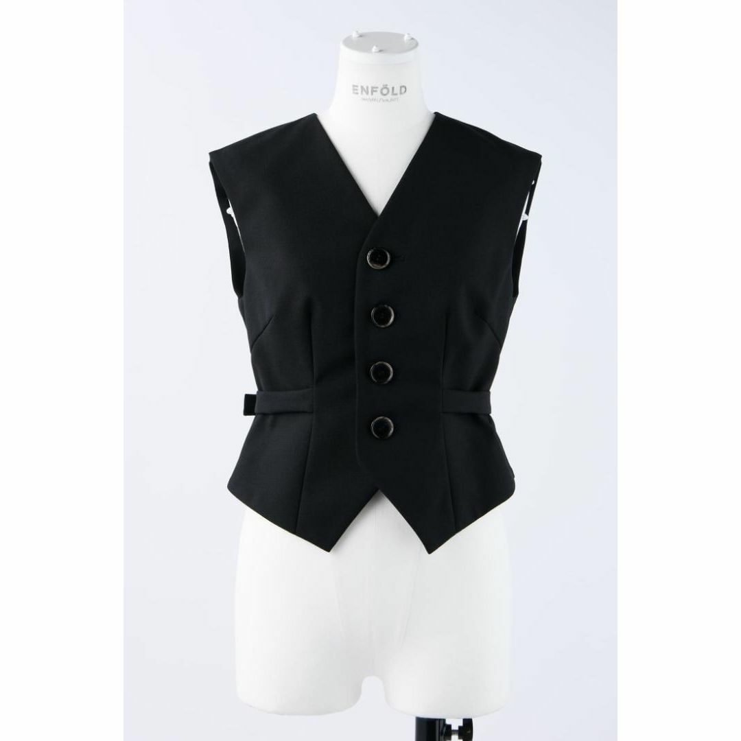 ENFOLD(エンフォルド)の㊳ 入手困難 新品 ENFOLD MINIMAL-SHAPE-VEST ブラック レディースのトップス(ベスト/ジレ)の商品写真