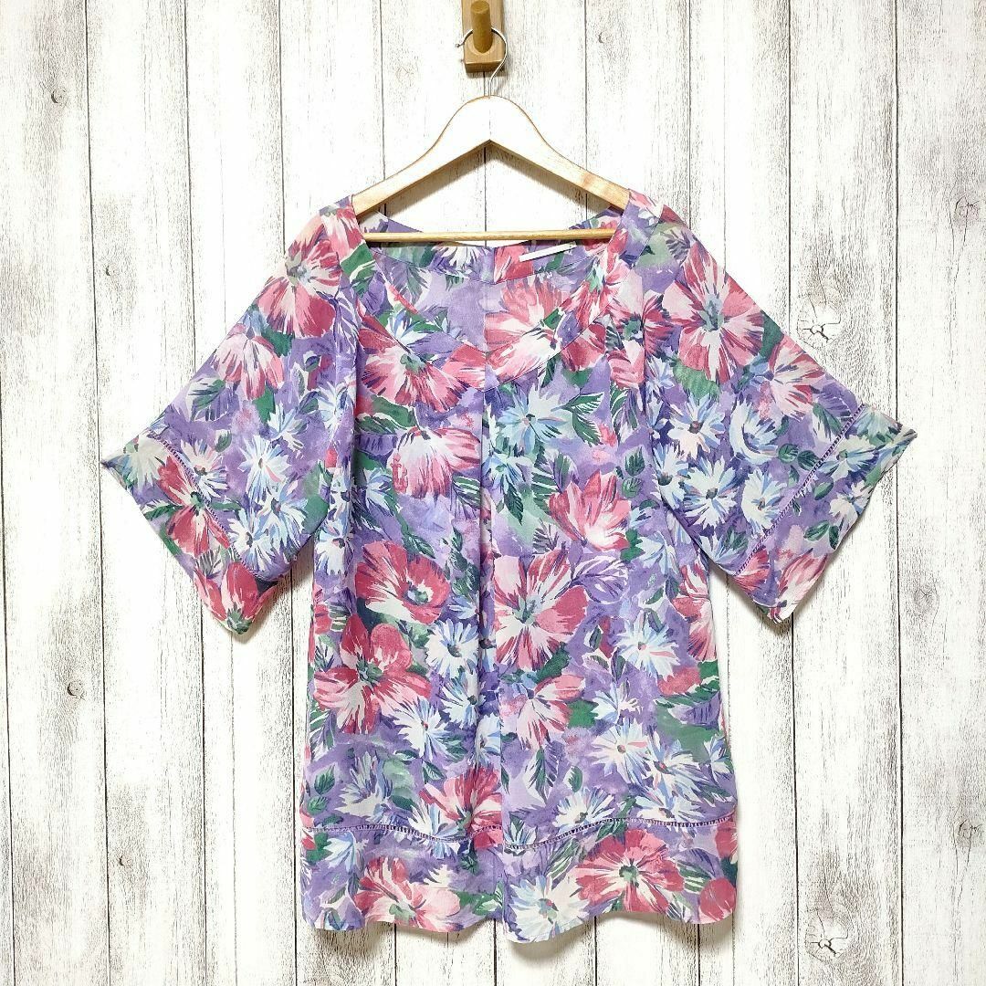 USA古着 70s 花柄 シアーシフォンブラウス シアーブラウス 34 M～L UNIQLO - UNIQLO ユニクロ (L) 花柄シアーブラウスの通販 by