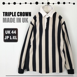 トリプルクラウン★英国製★ラガーシャツ★ストライプ★UK44/JPN L-XL 
