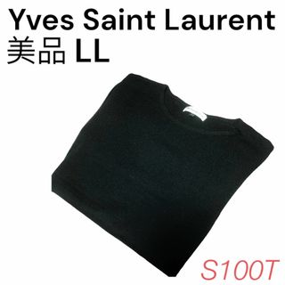 イヴサンローラン(Yves Saint Laurent)の美品 送料無料 Yves Saint Laurent ニット ブラック LL(ニット/セーター)