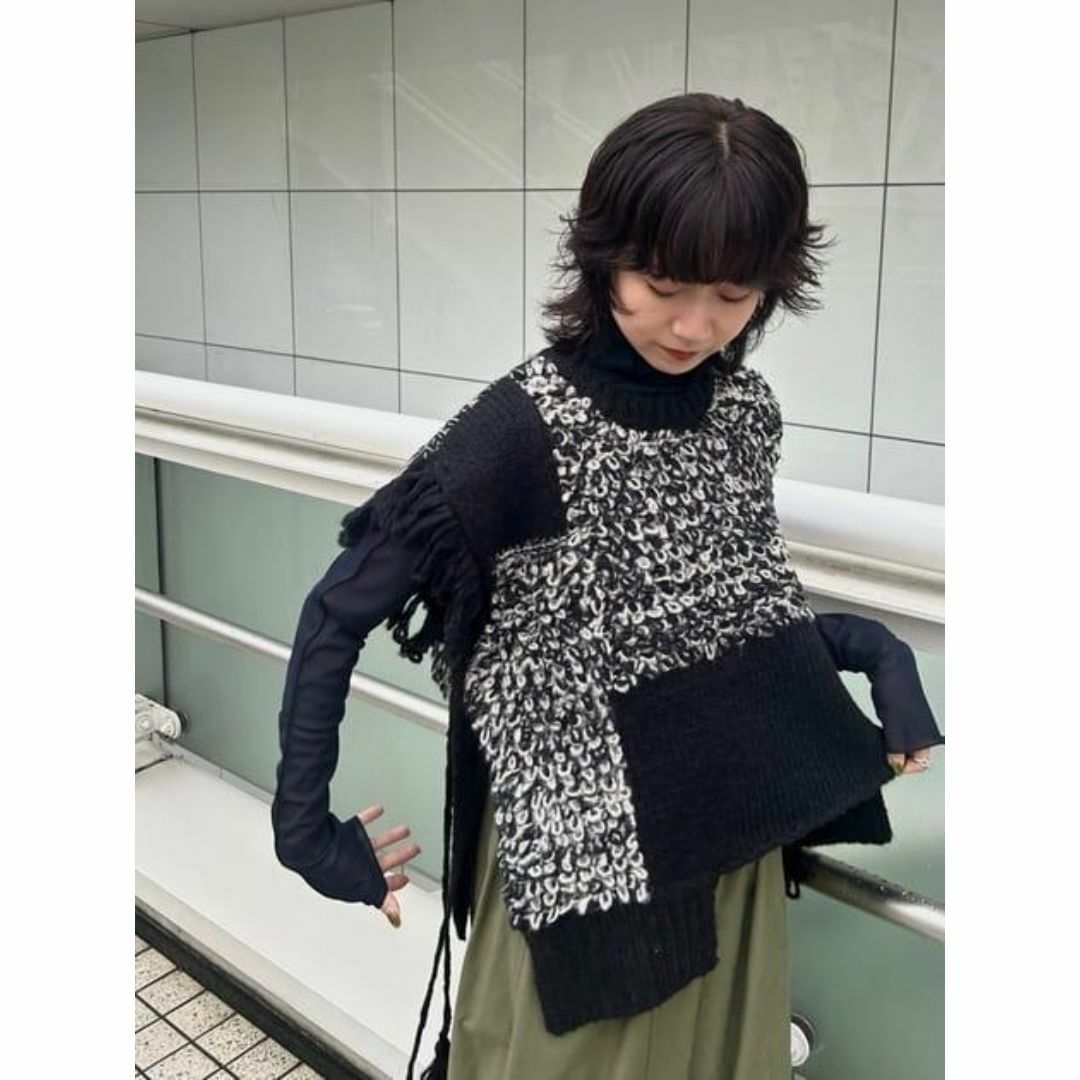 HeRIN.CYE(ヘリンドットサイ)の完売品 新品 HeRIN.CYE Scale knit vest BLK レディースのトップス(ニット/セーター)の商品写真