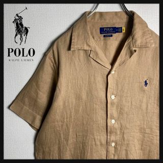 ポロラルフローレン(POLO RALPH LAUREN)の【美品】ラルフローレン　開襟　半袖シャツ　刺繍ロゴ　麻　M　即完売モデル(シャツ)