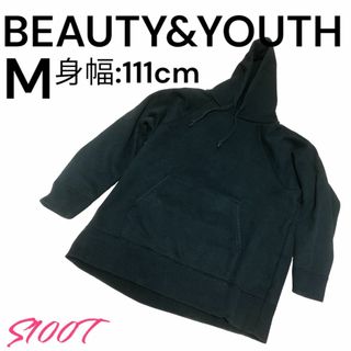 ビューティアンドユースユナイテッドアローズ(BEAUTY&YOUTH UNITED ARROWS)の美品 送料無料 BEAUTY&YOUTH パーカー ブラック M コットン(パーカー)