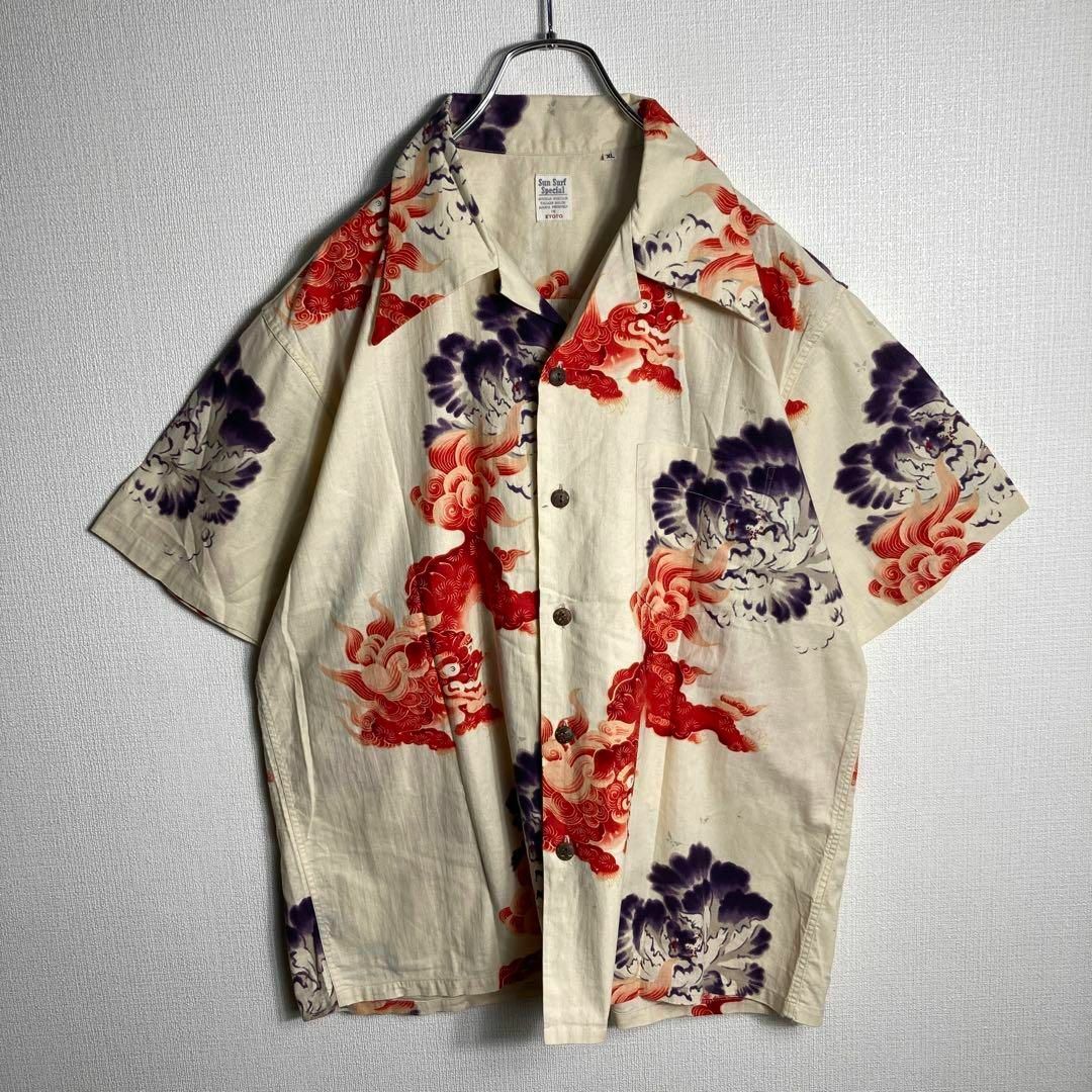 Sun Surf(サンサーフ)の【美品】サンサーフ　アロハシャツ　開襟　半袖　唐獅子　牡丹　XL　即完売モデル メンズのトップス(シャツ)の商品写真