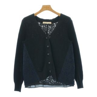 サカイラック(sacai luck)のsacai luck サカイラック カーディガン 1(S位) 紺x黒(花柄) 【古着】【中古】(カーディガン)