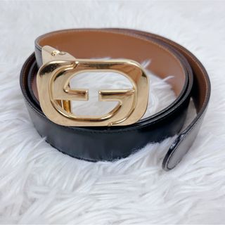 グッチ(Gucci)のGUCCI グッチ オールドグッチ GGバックル ベルト レザー 革 ブラック(ベルト)