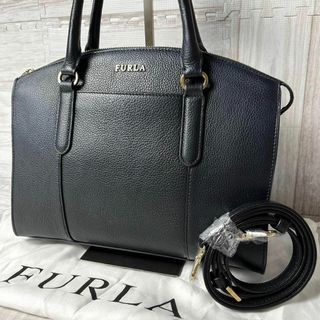 フルラ(Furla)の極美品 FURLA フルラ 2way ショルダーバッグ レザー シボ革 黒(ショルダーバッグ)