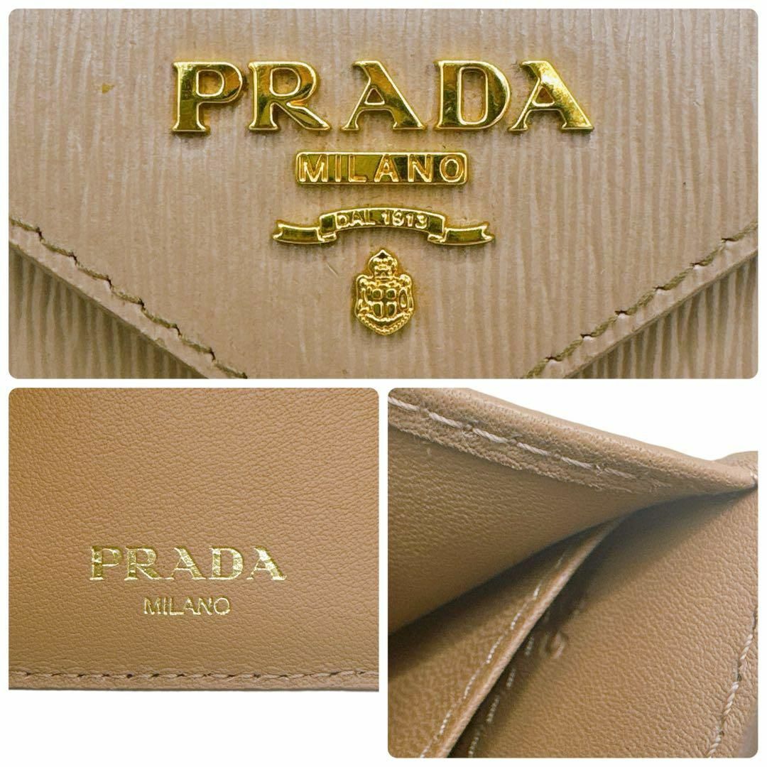 PRADA(プラダ)のプラダ サフィアーノレザー 三つ折り 財布 レディース ピンク コンパクト レディースのファッション小物(財布)の商品写真