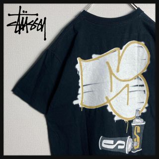 ステューシー(STUSSY)の【人気モデル】ステューシー　ビッグプリント　Tシャツ　スプレー　黒　M(Tシャツ/カットソー(半袖/袖なし))