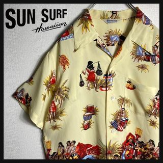 サンサーフ(Sun Surf)の【美品】サンサーフ　開襟　アロハシャツ　半袖　人気Lサイズ　ハワイ　フラガール(シャツ)