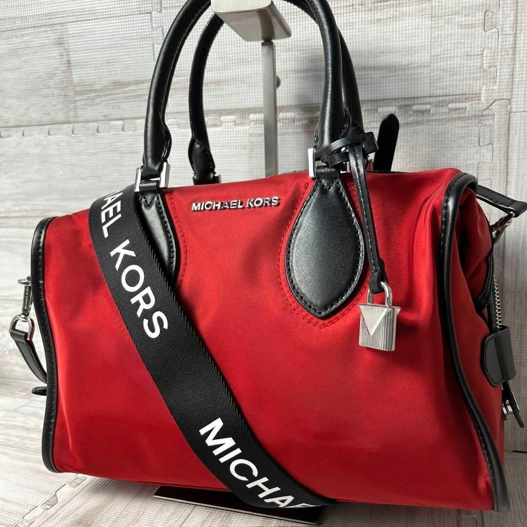 Michael Kors(マイケルコース)の極美品 マイケルコース 2way レザー ナイロン ショルダーバッグ ロゴ 赤 レディースのバッグ(ショルダーバッグ)の商品写真