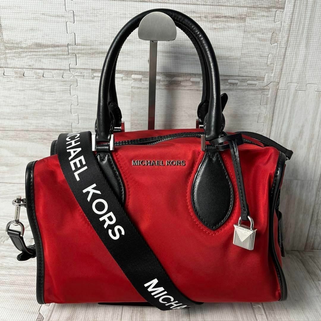 Michael Kors(マイケルコース)の極美品 マイケルコース 2way レザー ナイロン ショルダーバッグ ロゴ 赤 レディースのバッグ(ショルダーバッグ)の商品写真