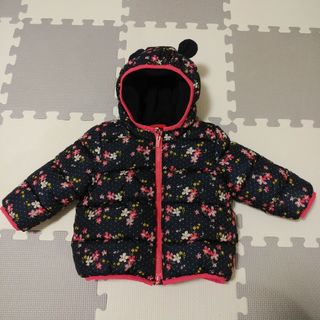 ベビーギャップ(babyGAP)のbabyGAP ダウン 中綿 80 90 女の子 耳付き 花柄(ジャケット/コート)