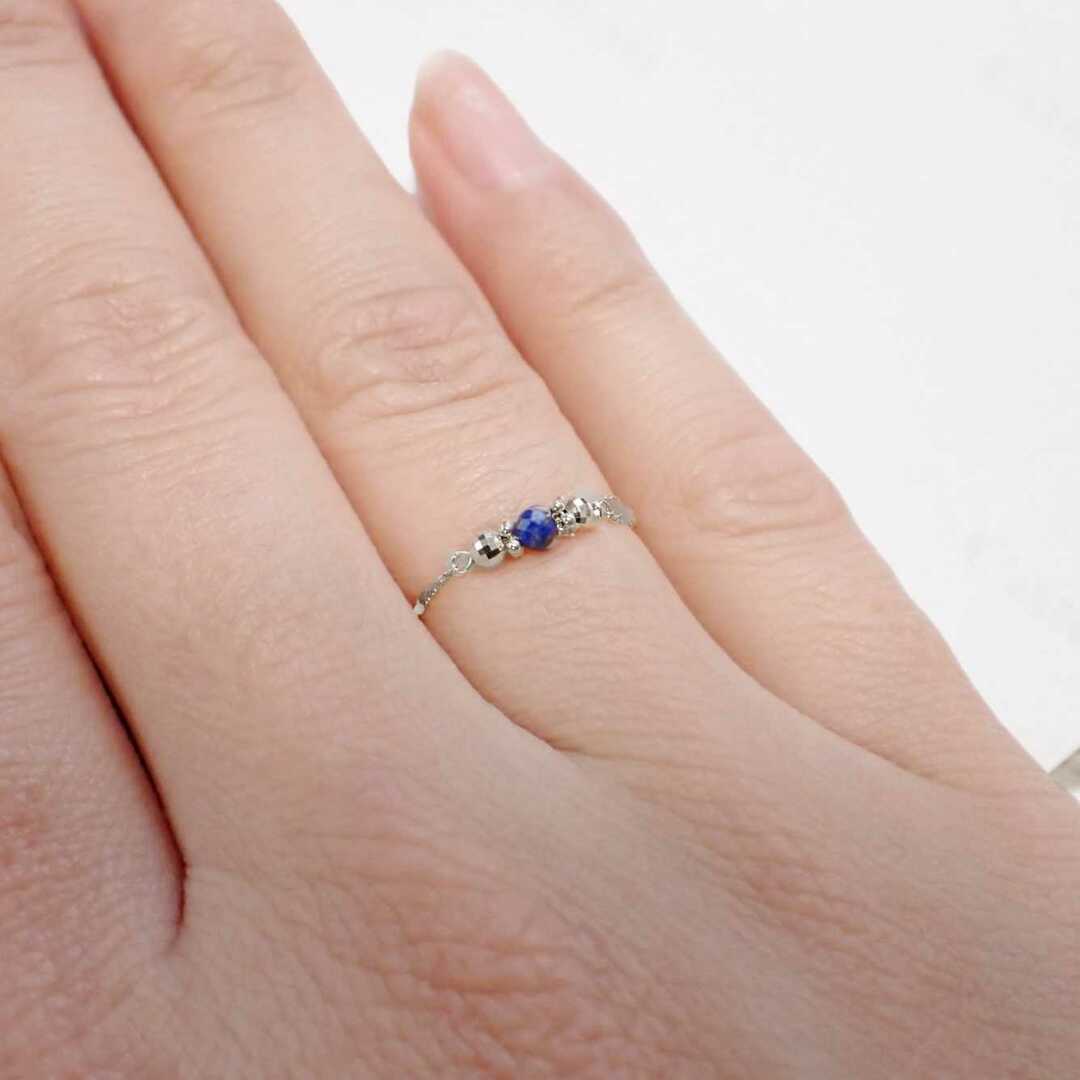 pt850 プラチナ　ラピスラズリ　チェーンリング レディースのアクセサリー(リング(指輪))の商品写真