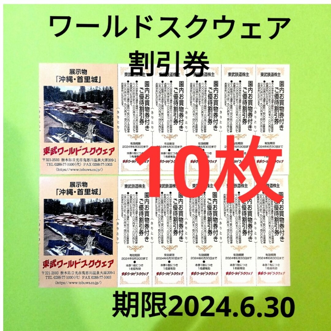 【10枚】東武ワールドスクウェア割引券10枚 チケットの施設利用券(遊園地/テーマパーク)の商品写真