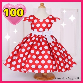 100  水玉ドレス  ドット　女の子ワンピース　仮装  テーマパーク  ドレス(ワンピース)