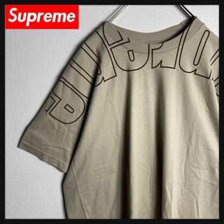 シュプリーム(Supreme)の【美品】シュプリーム　ショルダーロゴ入り人気カラーTシャツ　カーキ　M(Tシャツ/カットソー(半袖/袖なし))