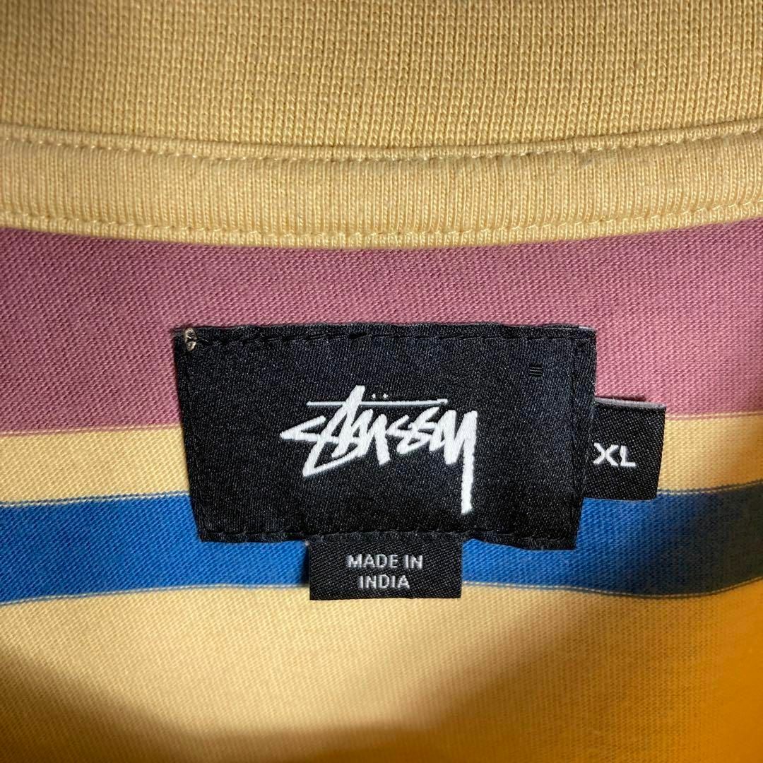 STUSSY(ステューシー)の【美品】ステューシー　ボーダー　Tシャツ　胸ポケット　ストリート　希少XLサイズ メンズのトップス(Tシャツ/カットソー(半袖/袖なし))の商品写真