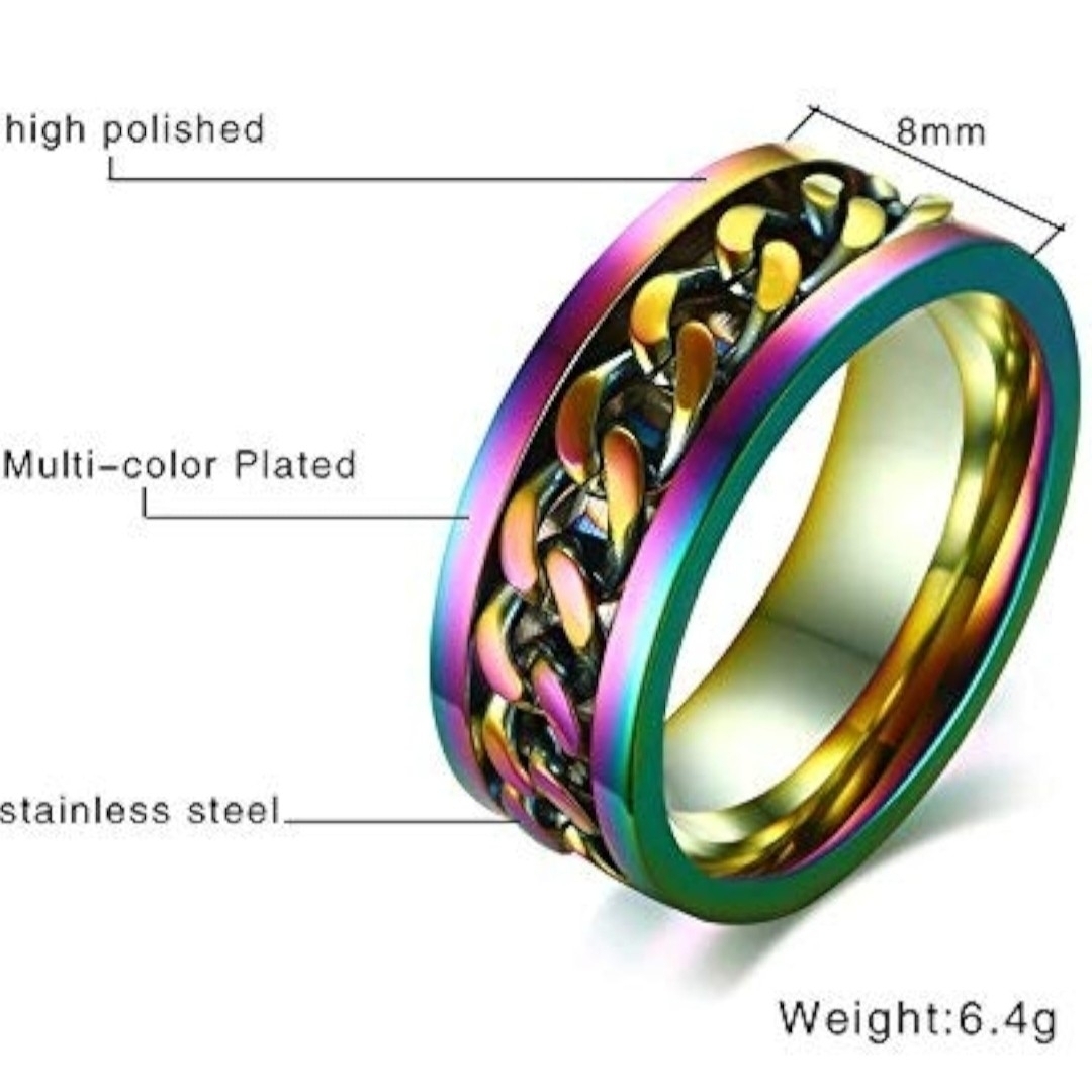 A211 リング ゴールド 指輪 チタン ステンレス メンズ おしゃれ 8mm メンズのアクセサリー(リング(指輪))の商品写真