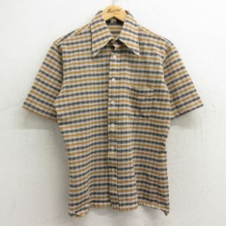 タウンクラフト(TOWNCRAFT)のM★古着 タウンクラフト JCペニー 半袖 シャツ メンズ 70年代 70s 濃茶他 ブラウン 24mar27 中古 トップス(シャツ)