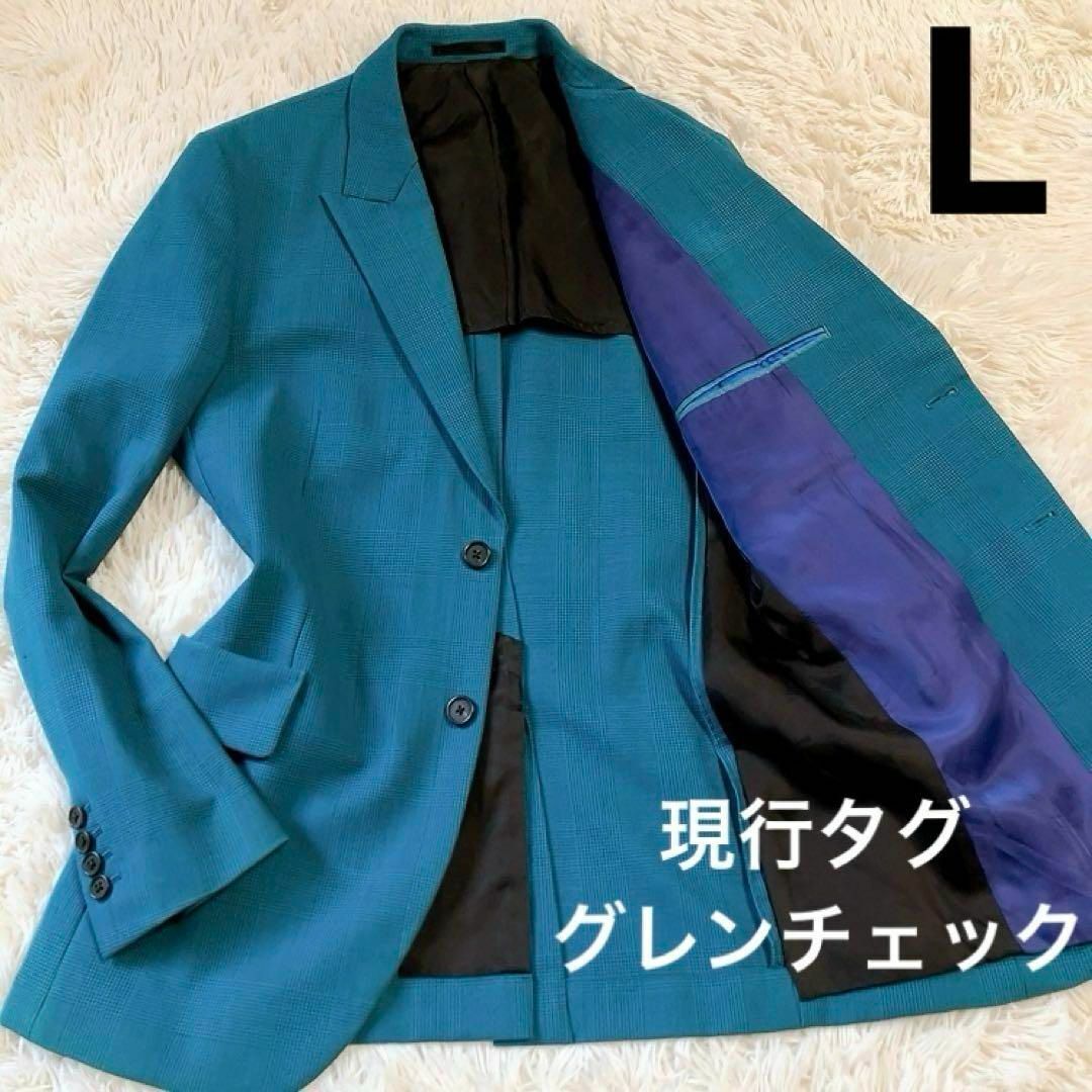 Paul Smith(ポールスミス)の【現行タグ】Paul Smith　テーラード　グレンチェック　L　グリーン メンズのジャケット/アウター(テーラードジャケット)の商品写真