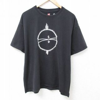 ヘインズ(Hanes)のXL★古着 ヘインズ Hanes 半袖 Tシャツ メンズ SD コットン クルーネック 黒 ブラック 24mar27 中古(Tシャツ/カットソー(半袖/袖なし))