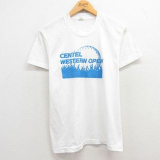 スクリーンスターズ(SCREEN STARS)のS★古着 スクリーンスターズ 半袖 ビンテージ Tシャツ メンズ 80年代 80s ゴルフ クルーネック USA製 白 ホワイト 24mar27 中古(Tシャツ/カットソー(半袖/袖なし))