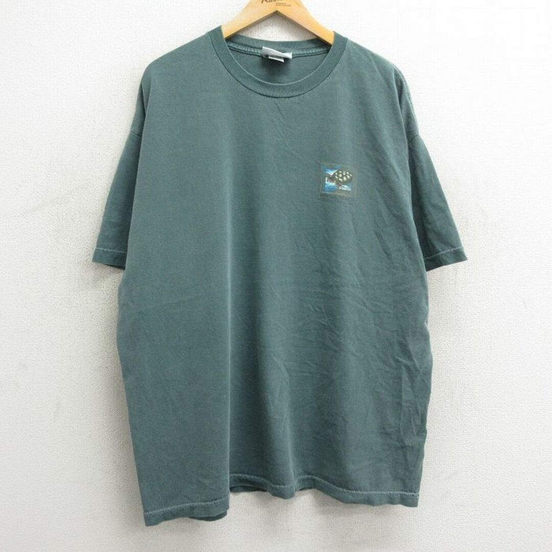 XL★古着 半袖 ビンテージ Tシャツ メンズ 90年代 90s カメ マートルビーチ 大きいサイズ コットン クルーネック USA製 緑 グリーン 【spe】 24mar27 中古 メンズのトップス(Tシャツ/カットソー(半袖/袖なし))の商品写真