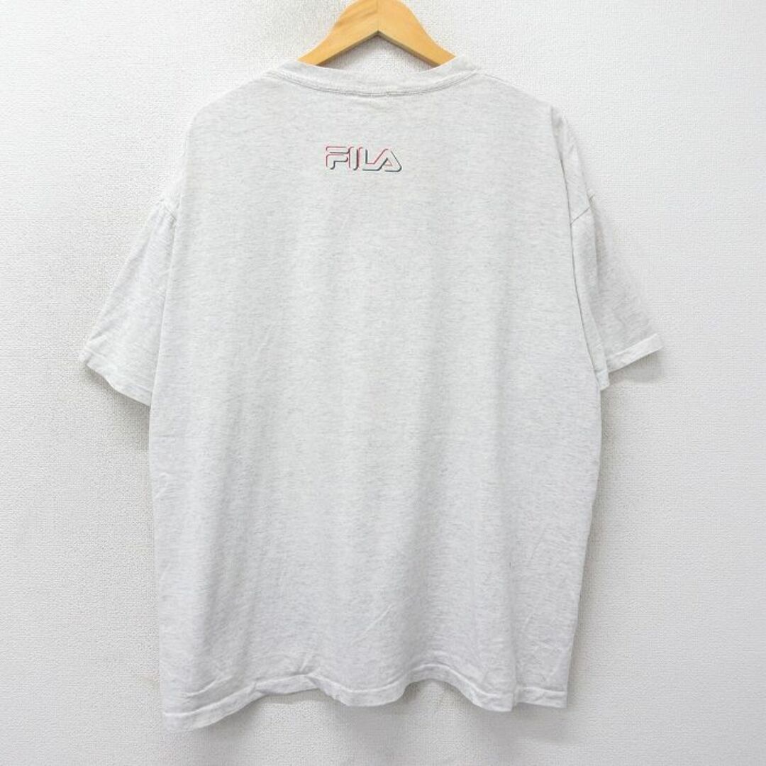 FILA(フィラ)のXL★古着 フィラ FILA 半袖 ビンテージ Tシャツ メンズ 90年代 90s ビッグロゴ インターナショナル 大きいサイズ コットン クルーネック USA製 薄グレー 霜降り 【spe】 24mar27 中古 メンズのトップス(Tシャツ/カットソー(半袖/袖なし))の商品写真