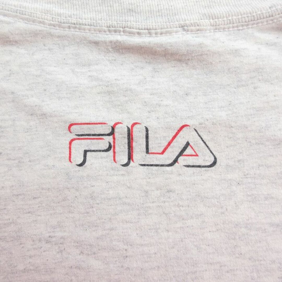 FILA(フィラ)のXL★古着 フィラ FILA 半袖 ビンテージ Tシャツ メンズ 90年代 90s ビッグロゴ インターナショナル 大きいサイズ コットン クルーネック USA製 薄グレー 霜降り 【spe】 24mar27 中古 メンズのトップス(Tシャツ/カットソー(半袖/袖なし))の商品写真