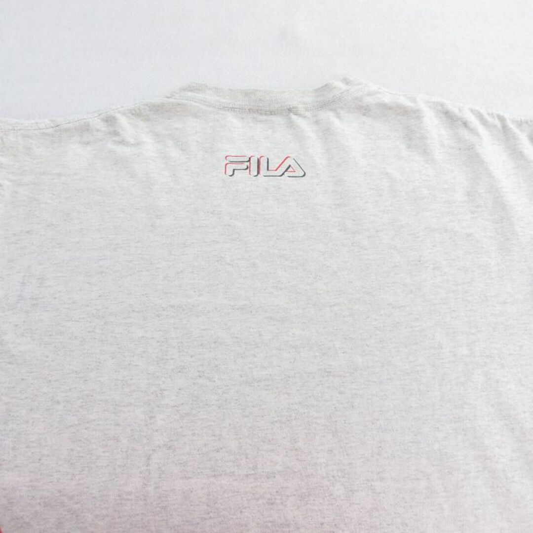 FILA(フィラ)のXL★古着 フィラ FILA 半袖 ビンテージ Tシャツ メンズ 90年代 90s ビッグロゴ インターナショナル 大きいサイズ コットン クルーネック USA製 薄グレー 霜降り 【spe】 24mar27 中古 メンズのトップス(Tシャツ/カットソー(半袖/袖なし))の商品写真