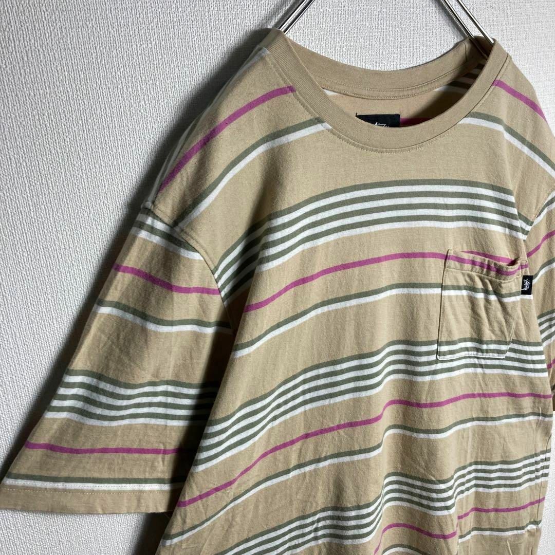 STUSSY(ステューシー)の【希少XLサイズ】ステューシー　ボーダー　Tシャツ　ストリート　人気 メンズのトップス(Tシャツ/カットソー(半袖/袖なし))の商品写真