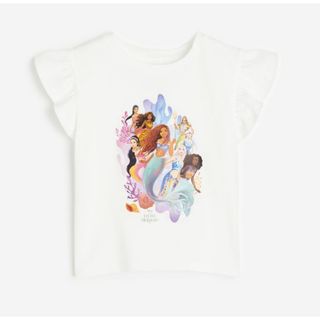 H&M - 新品タグ付　H&M リトルマーメイド　プリント フリルスリーブtシャツ 半袖