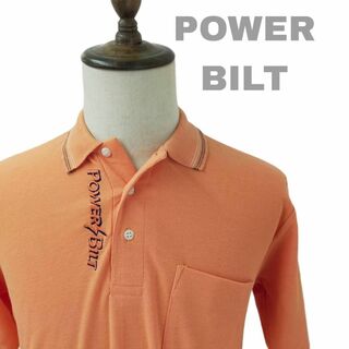パワービルト(Power Bilt)のpower Bile パワービルト ゴルフシャツ 半袖 オレンジ Mサイズ 刺繍(シャツ)