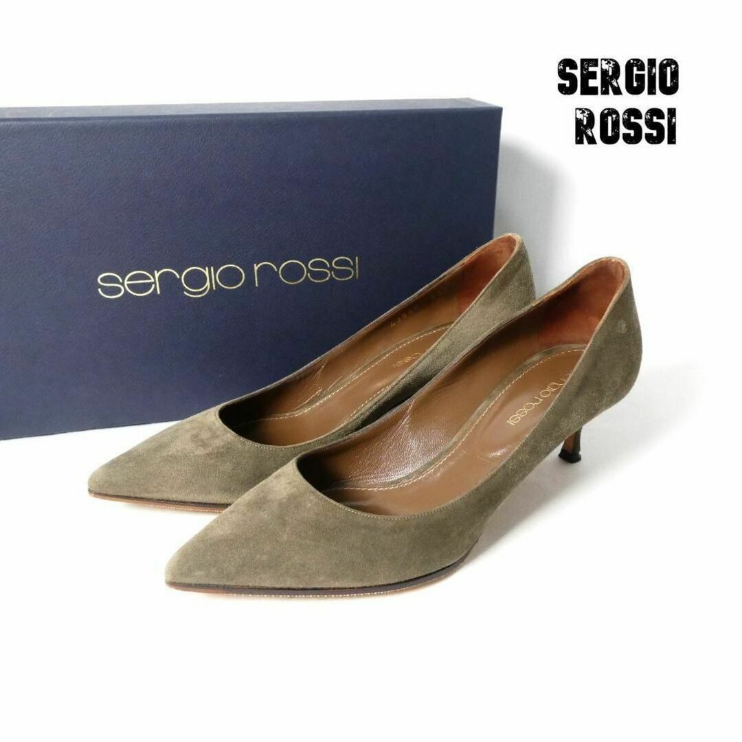 Sergio Rossi(セルジオロッシ)の美品 Sergio Rossi スエード ポインテッドトゥ ローヒール パンプス レディースの靴/シューズ(ハイヒール/パンプス)の商品写真